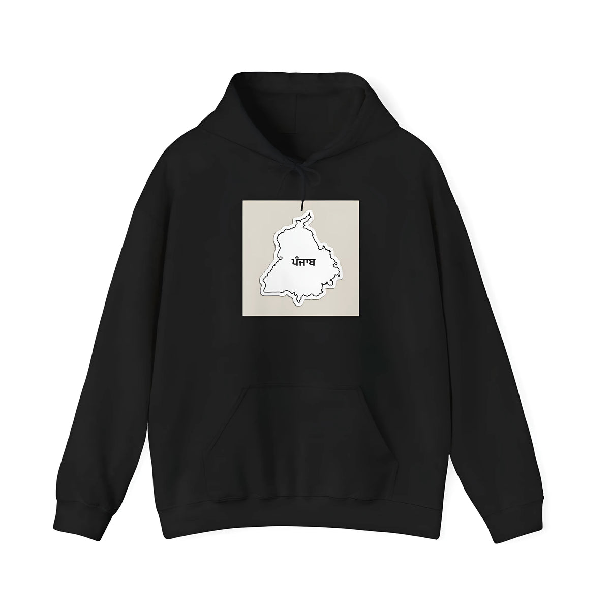 Black loose fit hoodie with drop-shoulder sleeves and kangaroo pocket in Japanese Korean casual style