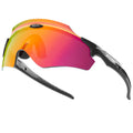 Frameless windproof athletic glasses with a colourful integrated lens for sports.