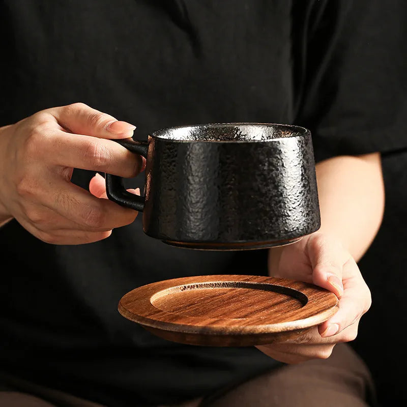 Office afternoon tea tumbler coffee cup gift set with metallic-plated gift box and 250ml irregular-shaped cup