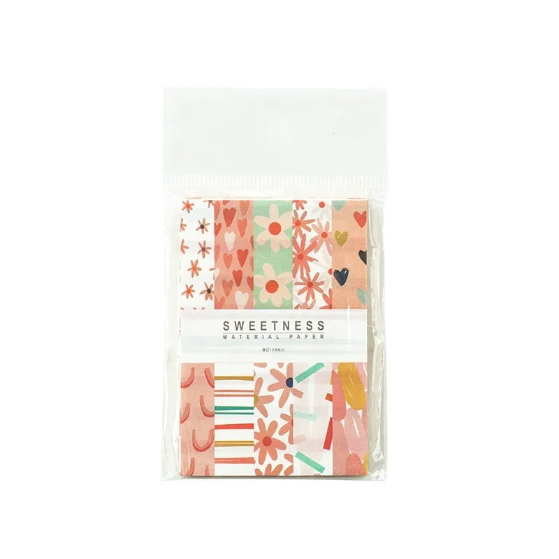 50 pieces of retro dessert-themed collage note paper in assorted colours measuring 56mm by 83mm