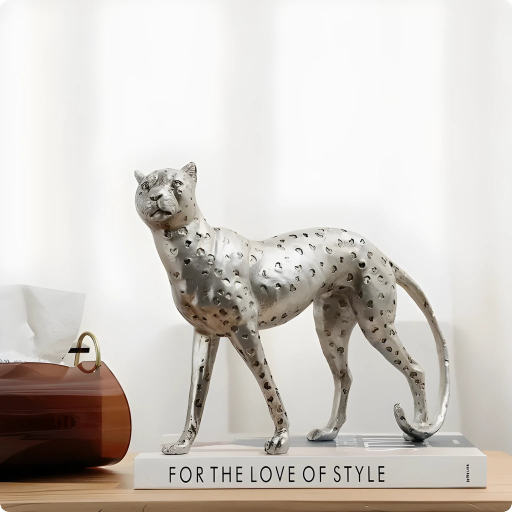 Leopard resin ornament in American Leopard colour with modern simplicity animal figure styling