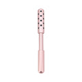 Purple handheld facial massage roller with textured surface on a white background.