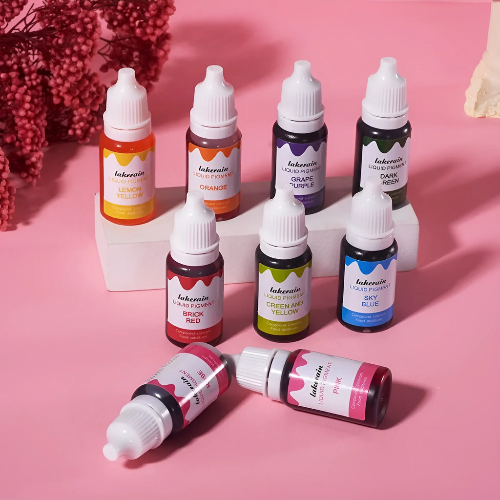 Set of 24 small bottles of pigment for handmade soap and natural food colouring with accessories.