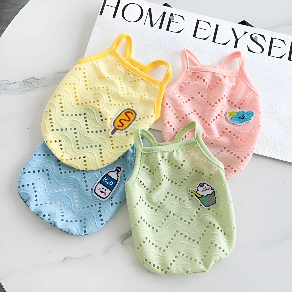 Mesh breathable pet vest for dogs in multiple colour options with adjustable straps