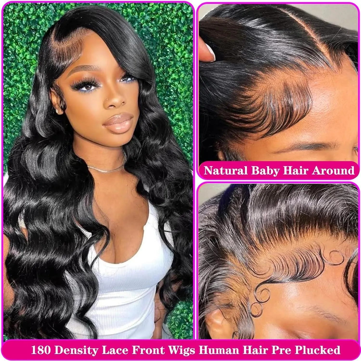 Black medium length curly synthetic wig on display stand showing lace mesh cap and wave pattern