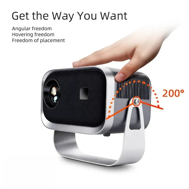 Portable Android 4K smart home theater projector with mobile phone compatibility and multiple regional colour standard support
