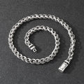Men's titanium steel keel chain necklace with large hemp flower chain and geometric pendant