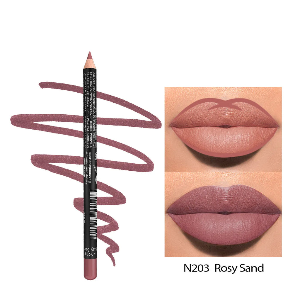 Matte lip wood liner pencil in natural shades with water-resistant 24-hour formula