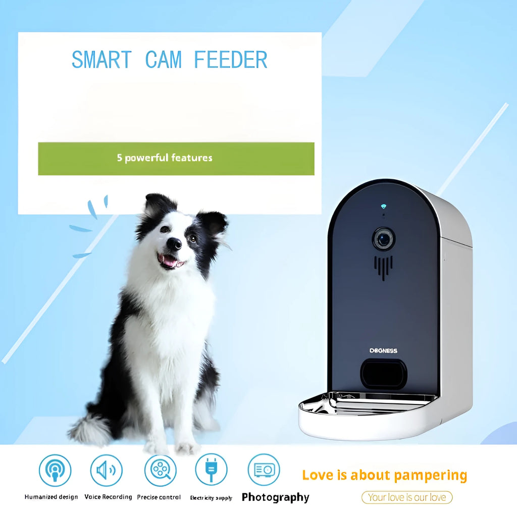 Smart automatic pet feeder with remote app monitoring in multiple colour options
