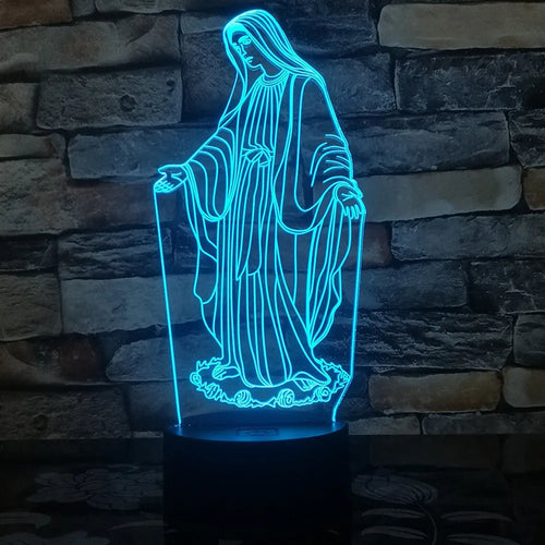 3D LED night light showing dual-ring light pattern from acrylic plate, with ABS base and touch/remote control.