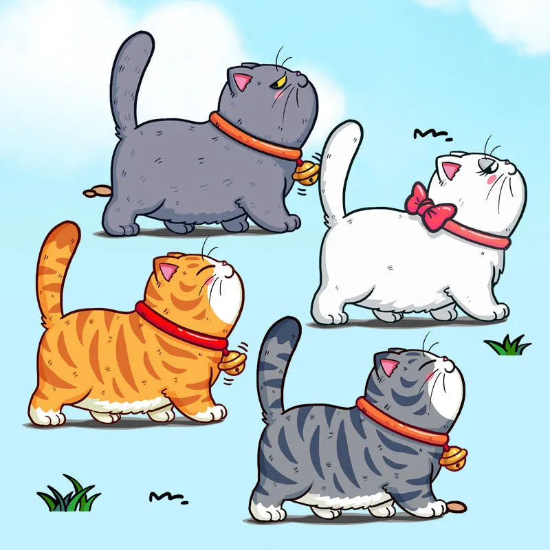 Climbing cats car sticker with five walking cats design on vehicle surface