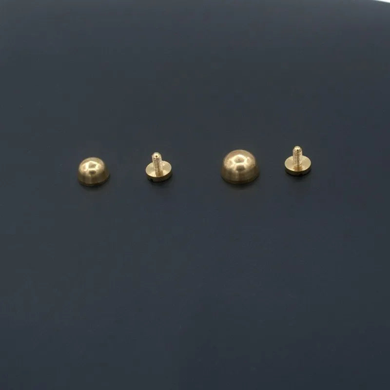 Brass decorative buckles for foot nails in 10mm and 12mm sizes with round and geometric shapes