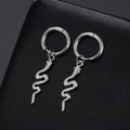 Snake-shaped vintage clip-on earrings in gold or steel colour on stainless steel