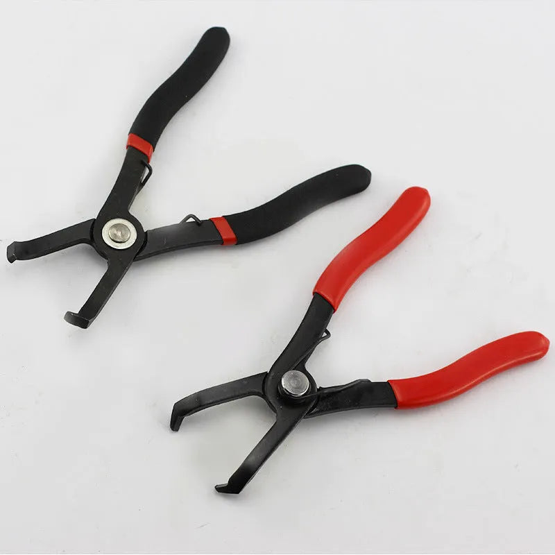 Red interior round nail removal pliers for door panel fastener work