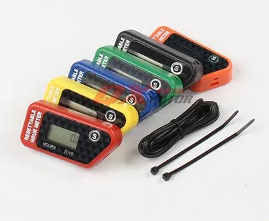 Black waterproof LCD maintenance timer for ATV motorcycle and marine engine service scheduling