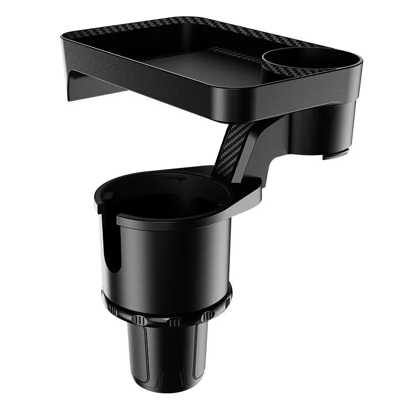 Black ABS car-mounted rotating dinner tray holder with integrated cup holder in vehicle