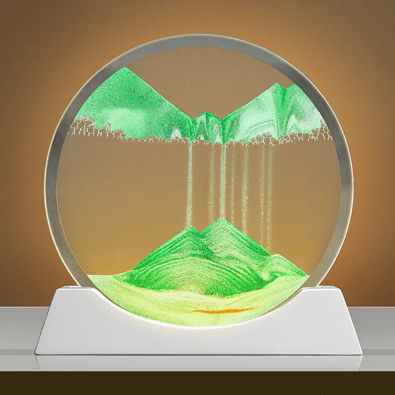 Creative quicksand painting night lamp with rotary abstract design on embroidered glass, 12 inch size
