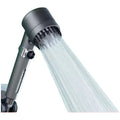 Portable ABS plastic shower head with modern simple design and three spray settings.
