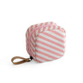 Plain cloth cube-shaped makeup storage bag shown in blue, pink, white, and white-pink colour options.
