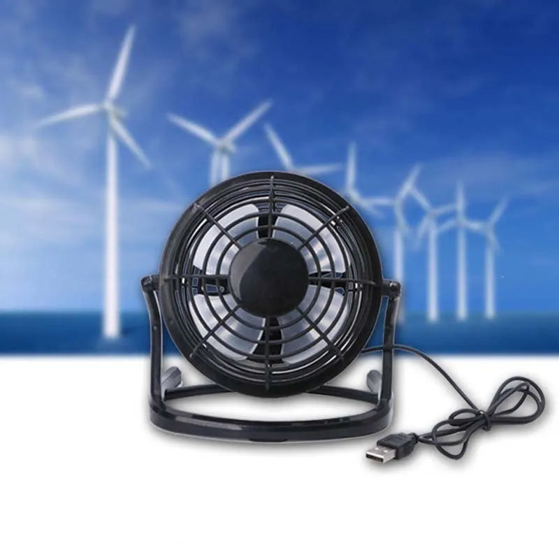 Mini portable USB desk fan with adjustable angle in black, white or blue colour options