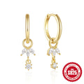 Geometric sunflower earrings in sterling silver with zircon stones and golden finish