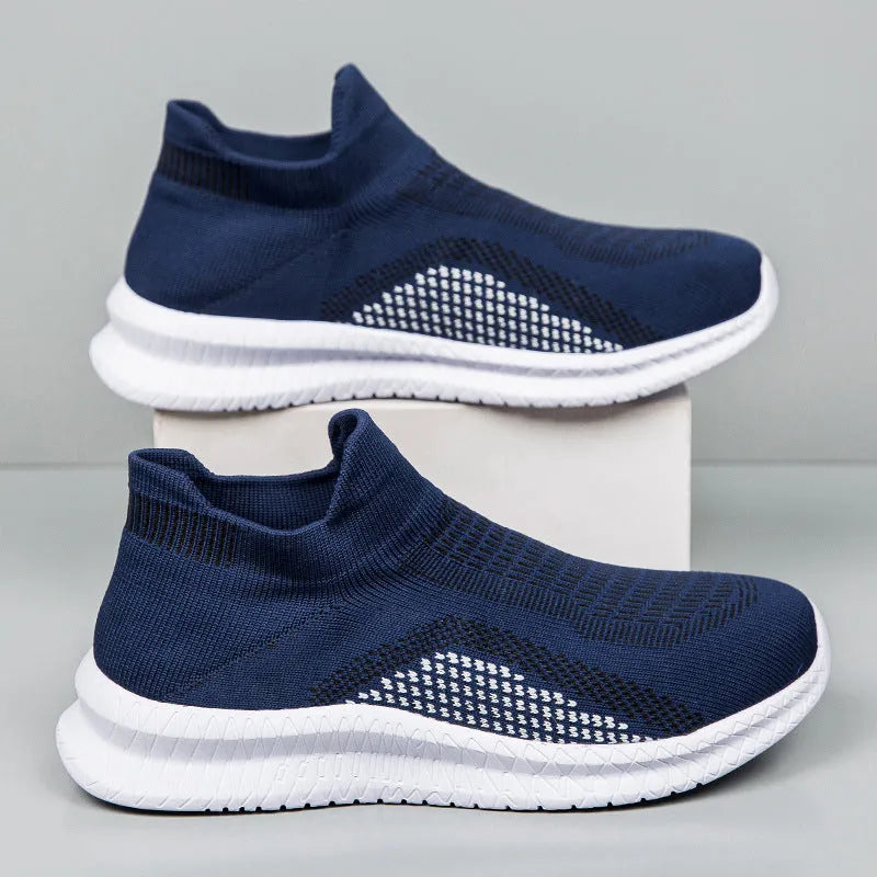 Popcorn Flyknit casual sneaker in low-top design with round toe, available in white, black, and blue colours