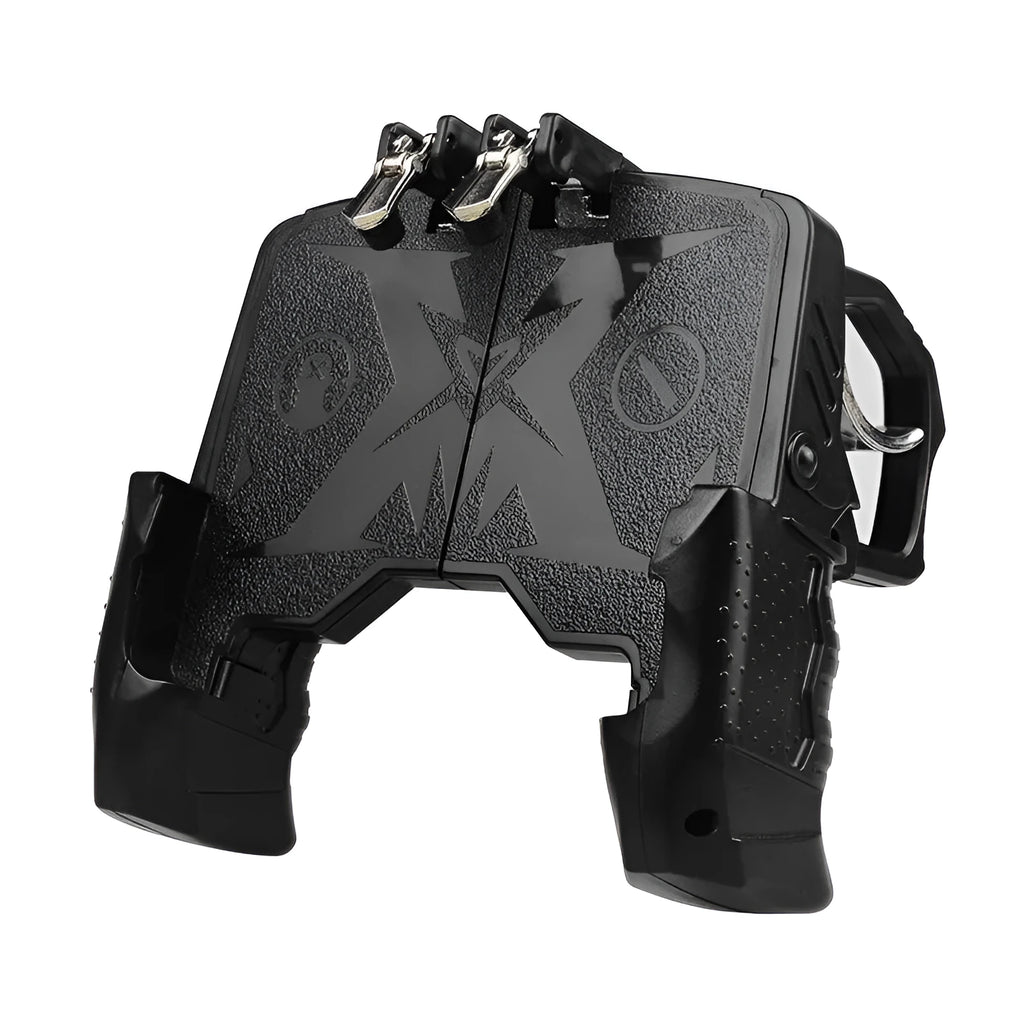 Mobile phone gaming handle in black or brown-black colour with plug-in connection