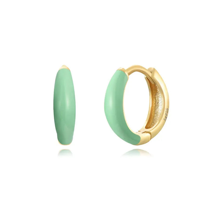 Geometric U-shaped oval earrings with colour epoxy finish in seven colour options