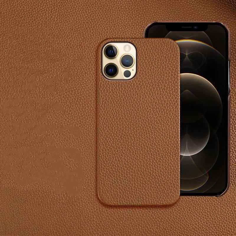 Genuine leather iPhone case with half-frame design in multiple colour options