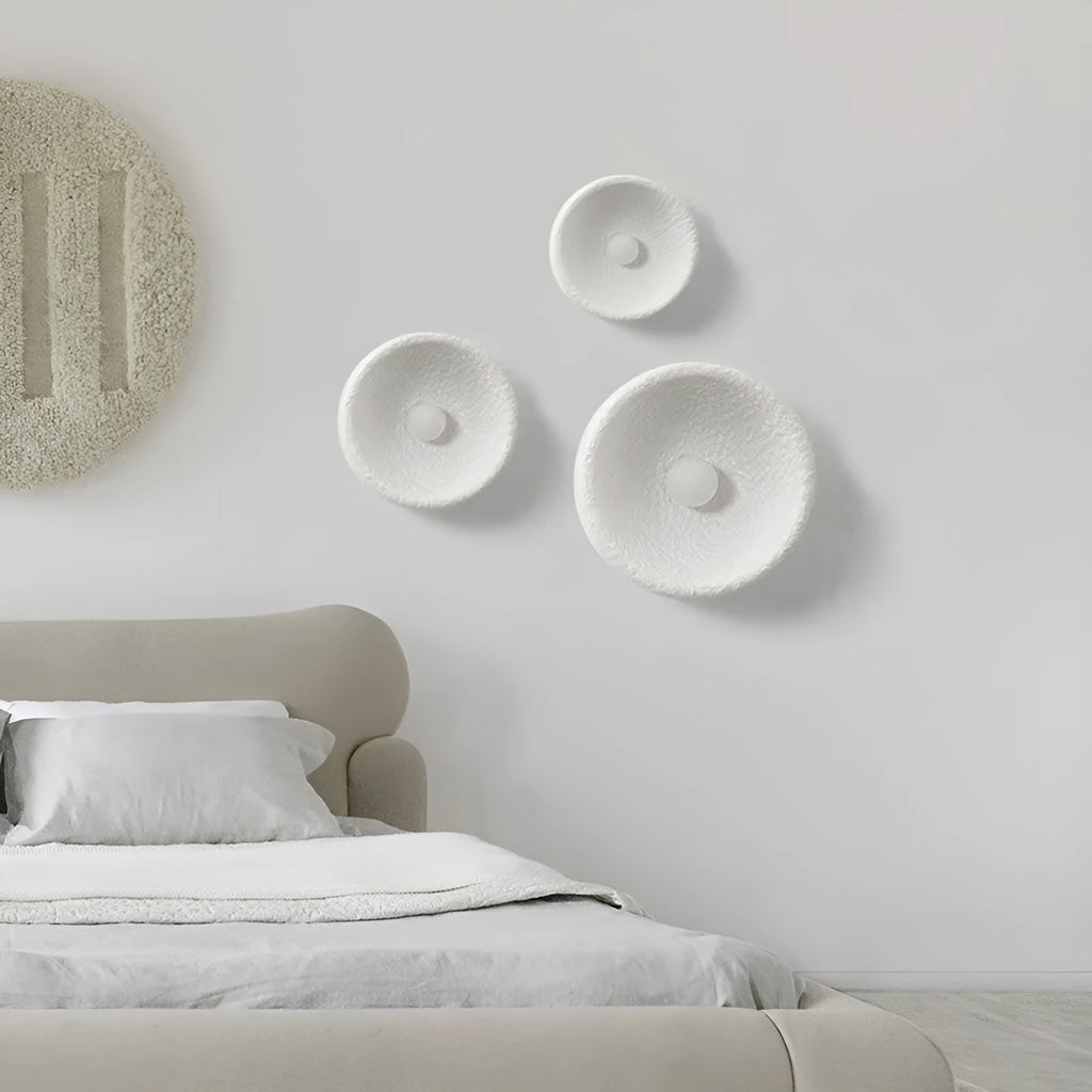 Japanese-style simple wall lamp with resin shade in three diameter sizes