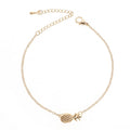 Gold or silver alloy women's bracelet with pineapple charm and adjustable closure