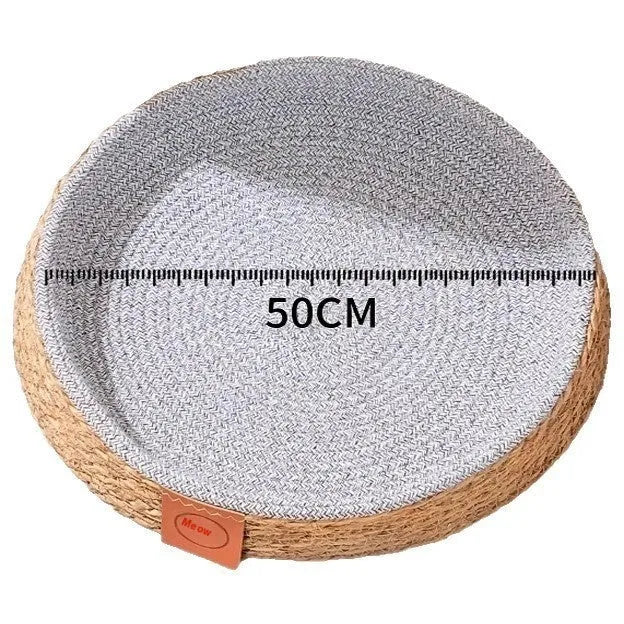 Natural woven rattan cat nest bed available in four sizes: small, medium, large, and extra-large.