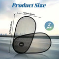 Black adjustable car window shade with suction cups stretched across vehicle side window
