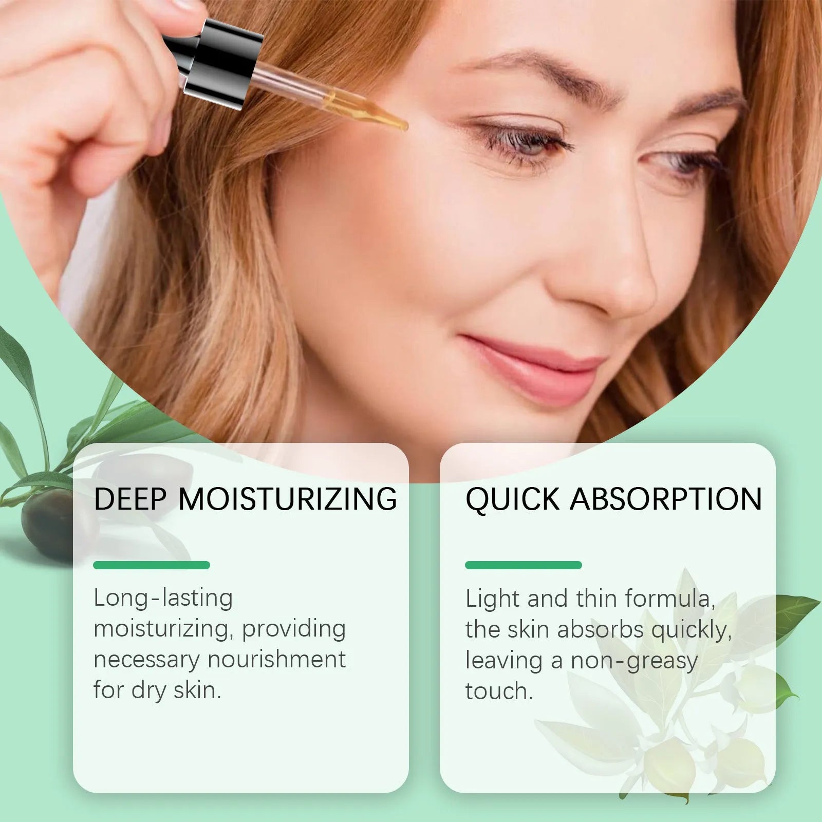 100ml glass bottle of organic jojoba oil facial essential oil with a dropper.