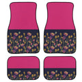 Black four-piece rubber car foot mat set showing textured surface and 20mm thick edge.