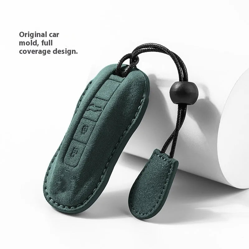 Suede car key cover for Porsche-style key fobs in four colour options.