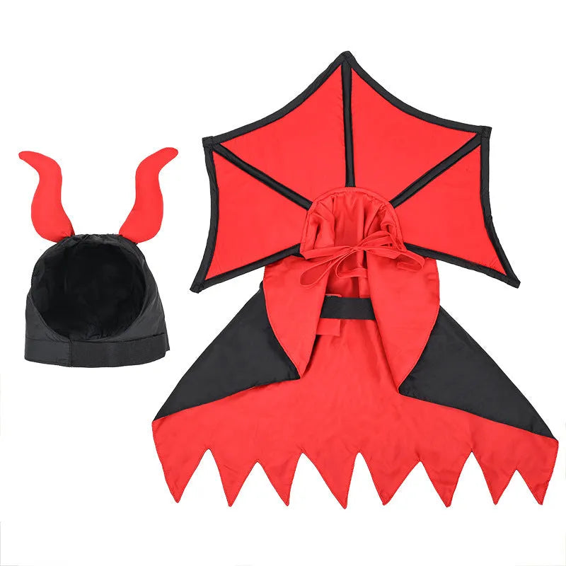 Black polyester vampire cloak and hat costume for pets on Halloween