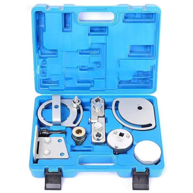 Volvo engine timing tool set with eight carbon steel pieces for cylinder head alignment