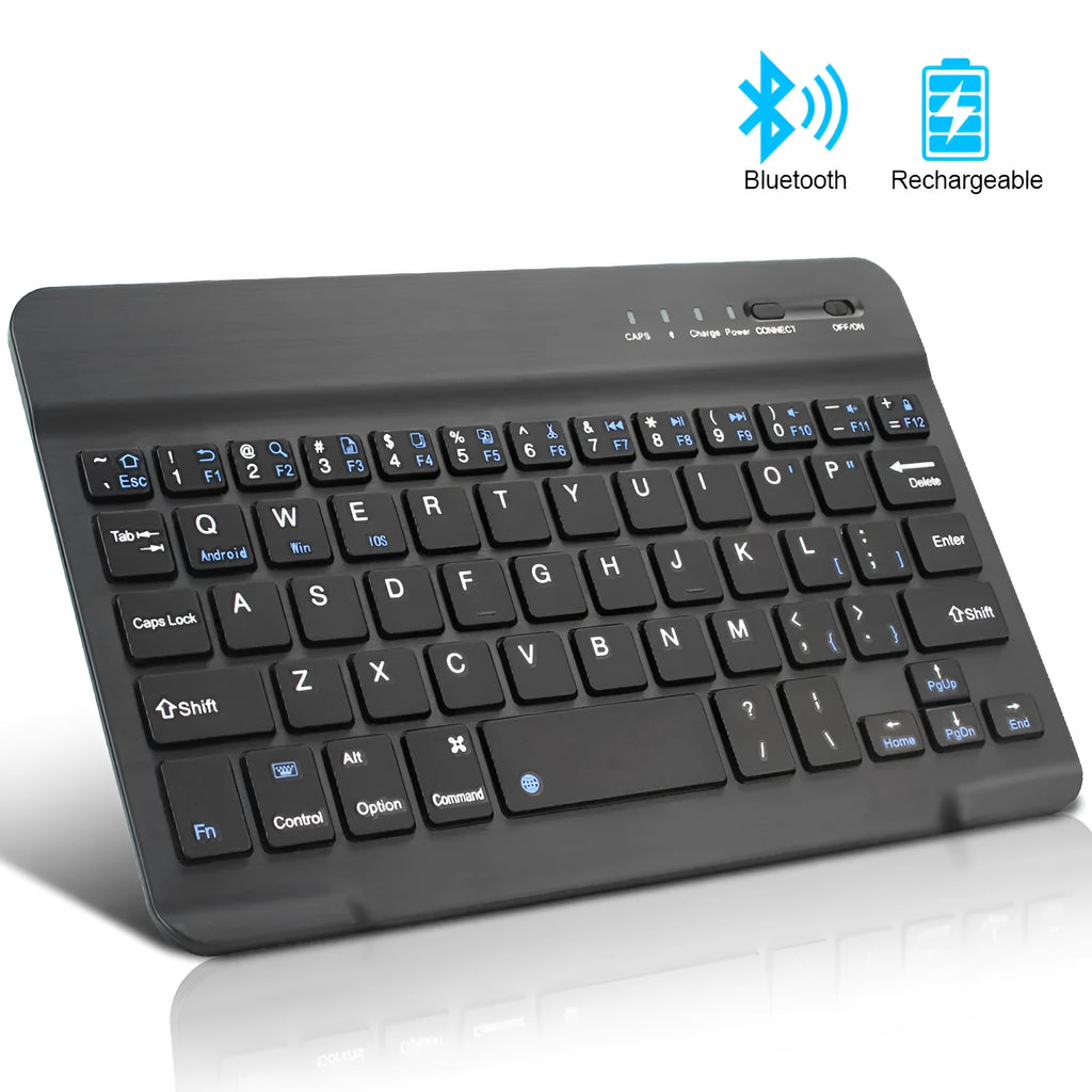 Mini Bluetooth wireless keyboard in black or white for tablets with 44-hour battery life