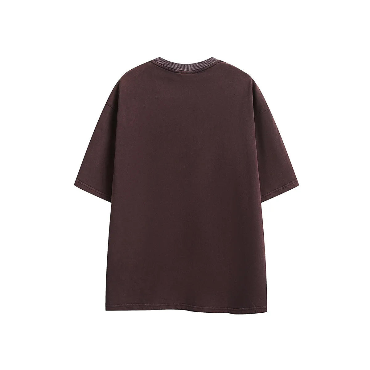 Men's loose fit embroidered cotton T-shirt in black or purple with short sleeves