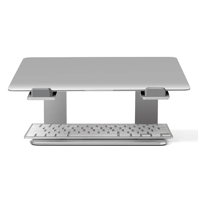 Aluminium alloy laptop stand in black colour on desktop