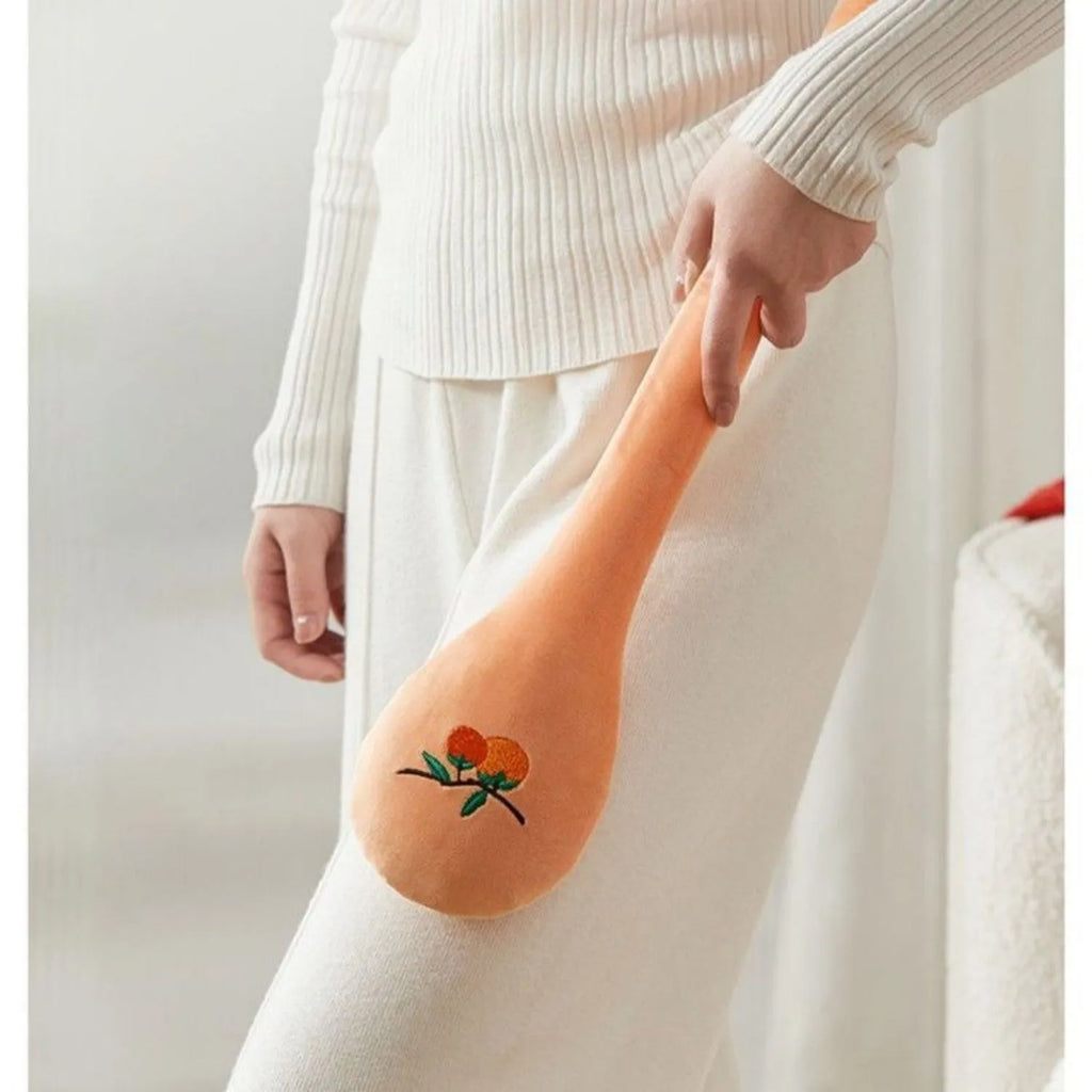 48 cm back pounding percussion massage stick with zipper style and meridian flap persimmon pattern