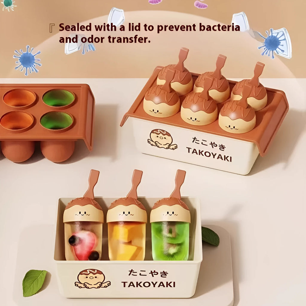 Plastic octopus balls ice cream mould for making Takoyaki-shaped frozen desserts at home