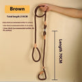 Brown nylon dog leash with 2.1 metre length and dual-thickness rope design