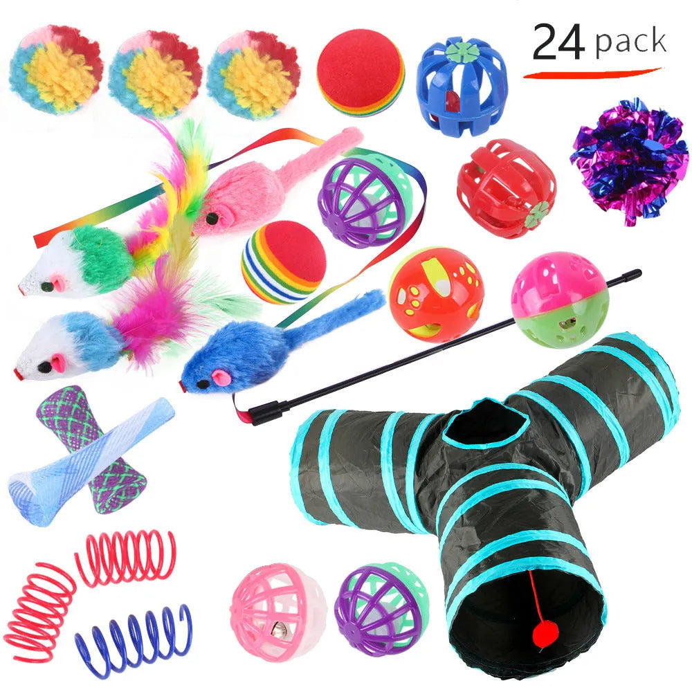 Plastic cat channel toy maze with colourful tracks and accessories for feline play