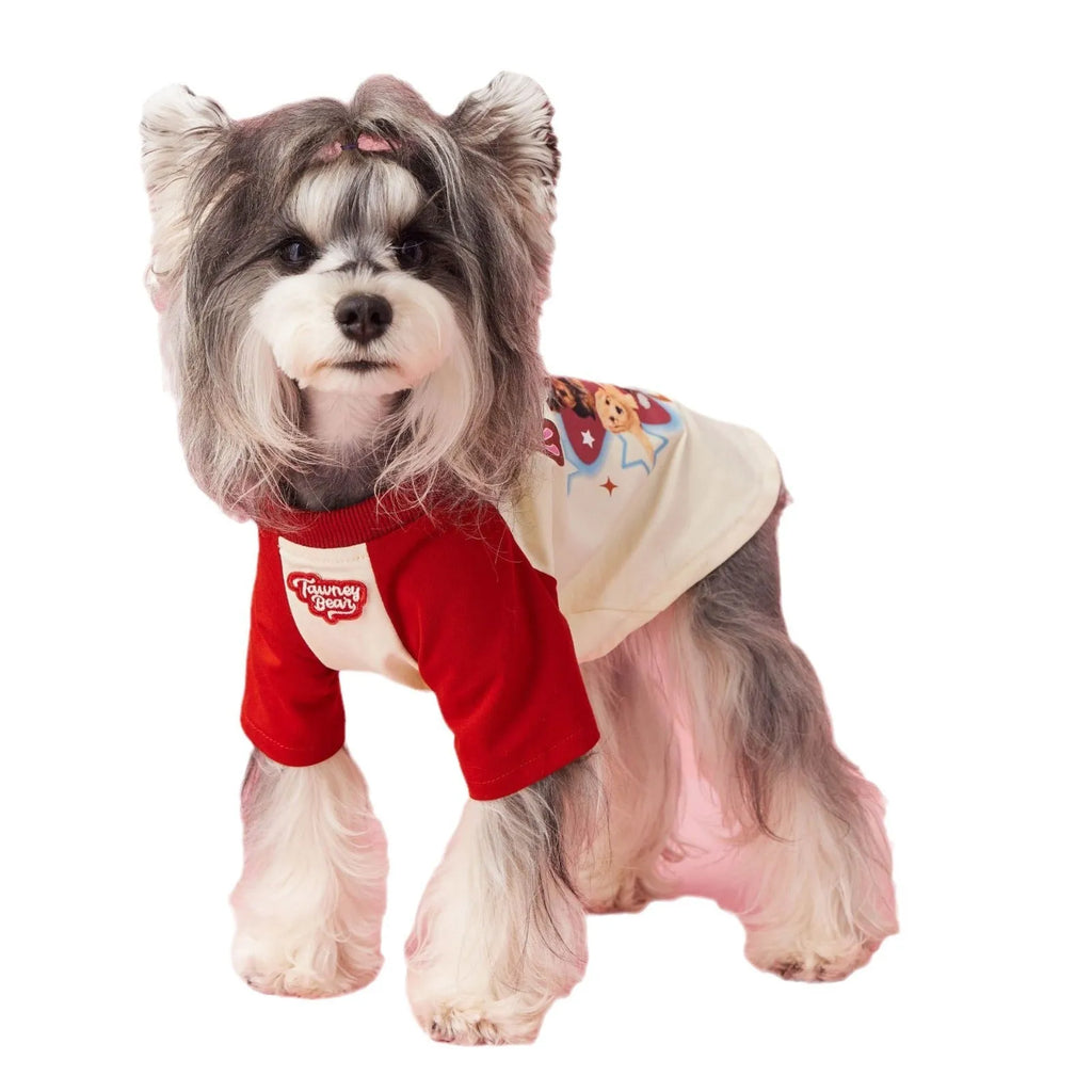 Cotton summer dog clothing with contrasting embroidery in sizes XS to XXL