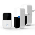 White plastic wireless doorbell receiver and transmitter units for long-range home alerts