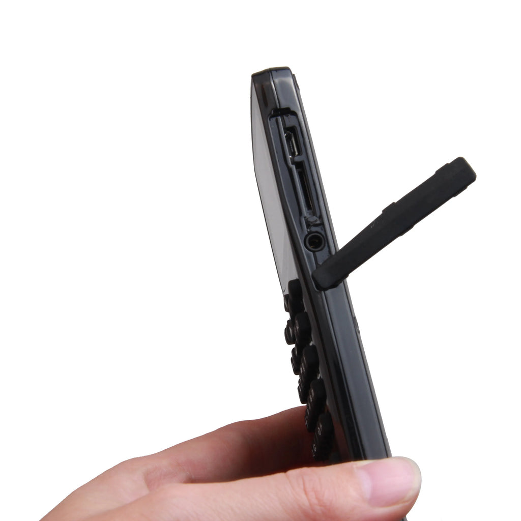 Black multifunctional e-book reader with screen and adjustable strap for portable reading and media playback