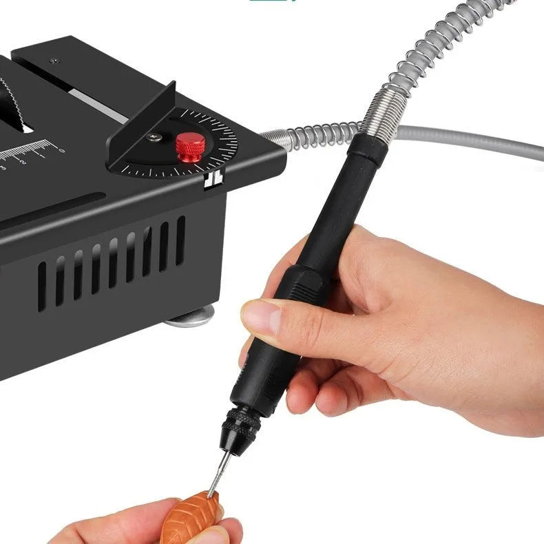 Lithium ion micro household desktop saw with metal construction and lithium battery angle package