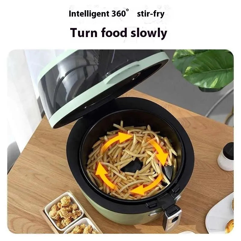 Silver 8-litre air fryer oven with mechanical buttons and a visible viewing window on the front.